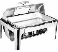 CWCQGH Juego de Calentador de Alimentos Tipo Buffet, 9 L, Calentador Aislado, Calentador Rectangular con Tapa Enrollable Visible, Bandeja para Comer, Estante para Agua/combusti,One