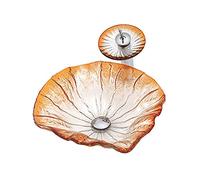 CWCQGH Lavabo de baño sobre encimera, Lavabo de Vidrio Templado Pintado a Mano, tocador artístico con desagüe emergente, Grifo Tipo Cascada,Orange