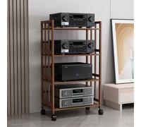 CWCQGH Soporte para Equipos Multimedia con Altura Ajustable y Ruedas, Estante de Audio de 2, 3, 4 y 5 Niveles para Cine en casa y Oficina, Almacenamiento de Reproductores de CD,Brown-50 * 123cm