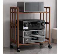 CWCQGH Soporte para Equipos Multimedia con Altura Ajustable y Ruedas, Estante de Audio de 2, 3, 4 y 5 Niveles para Cine en casa y Oficina, Almacenamiento de Reproductores de CD,Brown-60 * 77cm