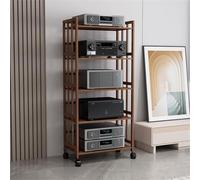 CWCQGH Soporte para Equipos Multimedia con Altura Ajustable y Ruedas, Estante de Audio de 2, 3, 4 y 5 Niveles para Cine en casa y Oficina, Almacenamiento de Reproductores de CD,Brown-60 * 158cm