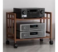 CWCQGH Soporte para Equipos Multimedia con Altura Ajustable y Ruedas, Estante de Audio de 2, 3, 4 y 5 Niveles para Cine en casa y Oficina, Almacenamiento de Reproductores de CD,Brown-55 * 53cm