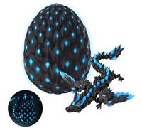 CWENDANER Dragón Sorpresa en 3D con dragón en el Interior, Juguete de dragón Impreso en 3D, para Adultos y niños en Navidad y cumpleaños (22 cm) (Azul Cielo Brillante)