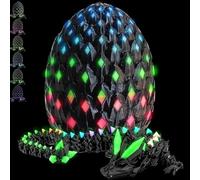CWENDANER Dragón Sorpresa en 3D con dragón en el Interior, Juguete de dragón Impreso en 3D, para Adultos en Navidad y cumpleaños (22 cm) (Arco Iris Brillante)