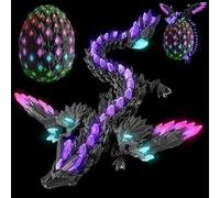 CWENDANER Dragón Sorpresa en 3D con dragón en el Interior, Juguete de dragón Impreso en 3D, para Adultos en Navidad y cumpleaños (22 cm) (Arco Iris Luminoso)