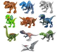 CWENDANER Juego de 10 bloques de construcción de dinosaurio, figuras realistas de dinosaurio con T Rex, triceratops y pterosaurio para cumpleaños infantiles, Navidad y fiestas a partir de 3, 4, 5, 6