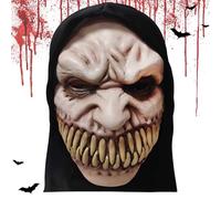 CWENDANER Máscara de zombi de látex de cabeza completa, para adultos, realista, con dientes afilados, monstruos, vampiro, diablo, cadáver (Halloween, carnaval, fiestas espeluznantes)