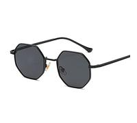 CWINAD Gafas de sol poligonales para hombre, gafas de sol octogonales de metal para mujer, gafas de sol para mujer, negro, blanco