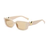 CWINAD Gafas de sol rectangulares para mujer, montura pequeña, gafas de sol para mujer, cuadradas negras UV400, beige, talla única