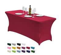CWK Mantel de Mesa de Elastano elástico Impermeable para mesas rectangulares, Mantel elástico Ajustable para mesas Plegables, Mantel Resistente a Las Arrugas para Fiestas, Bodas, Banquetes y Eventos