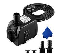 CWKJ Bomba de fuente, sumergible de 400 GPH, bomba de agua duradera de 25 W para exteriores con cable de alimentación de 6.5 pies, 3 boquillas para acuario, estanque, pecera, bomba de agua