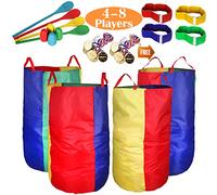CWLAKON Potato Sack Race Bags 34" Hx17 W(Pack of 4) with Game Prizes(12Pcs) for Children and AdultsHigh QualityBright ColorsNo Smell A Perfect Outdoor Games for Birthday PartiesFamily Reunions
