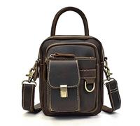 CWLPSL Bolso de Hombro y Bolso de Mano de Cuero Tipo Mensajero para Hombres y Mujeres, Bolso de Viaje de Negocios, Bolso Cruzado, Billetera para teléfono, Cartera (Color: marrón-A)