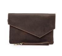 CWLPSL Bolso de Mano de Cuero de Moda para Hombre, Bolso de Mano para Hombre, Bolso de Mano Grande, Cartera de Mano Grande, Color marrón teñido (Color: marrón, tamaño: 30 * 23 cm)