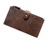 CWLPSL Bolso de Mano Grande de Cuero para Hombre, Cartera, Tarjetero, chequera, Organizador múltiple, Monedero con Cremallera