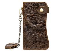 CWLPSL Bolso de Mano Informal de Cuero para Hombre, con Cadena de Hierro y Hebilla antirrobo, para teléfono, Monedero, Tarjeta de identificación (Color: Caqui, tamaño: 10 x 2 x 19 cm)