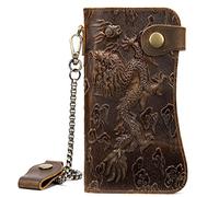 CWLPSL Bolso de Mano Informal de Cuero para Hombre, con Cadena de Hierro y Hebilla antirrobo, para teléfono, Monedero, Tarjeta de identificación (Color: Caqui, tamaño: 10 x 2 x 19 cm)
