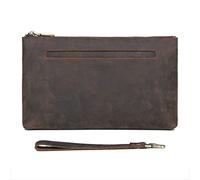 CWLPSL Bolso de Mano para Hombre, Bolso de Mano de Piel auténtica, Monedero con Cremallera, Cartera Larga, Bolso de Mano Grande para Negocios, Soporte para teléfono