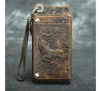 CWLPSL Cartera con múltiples Tarjetas para Hombre, Estilo Retro Antiguo, Pulsera con decoloración, Cartera de Mano con Cremallera Larga, Cartera para teléfono móvil (B,18 * 2 * 10m)
