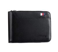 CWLPSL Cartera Corta de Cuero para Hombre, Tarjetero Vertical con Cremallera, Funda para Licencia de Conducir de Alta Capacidad para Uso Comercial, Formal, Informal o Diario (Negro)
