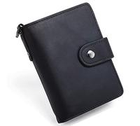 CWLPSL Cartera Corta de Piel auténtica con Bolsillo para Monedas con Cremallera, Estilo Vintage, de Gran Capacidad, para Hombre, Tarjetero (Color: Negro, tamaño: 12 x 3 x 9 cm)