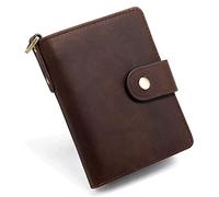 CWLPSL Cartera Corta de Piel auténtica con Bolsillo para Monedas con Cremallera, Estilo Vintage, de Gran Capacidad, para Hombre, Tarjetero (Color: Negro, tamaño: 12 x 3 x 9 cm)