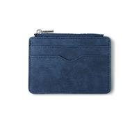 CWLPSL Cartera de Cuero Cartera para Tarjetas para Hombre, Corta, de Cuero Mate, Retro, con múltiples Tarjetas, Tarjetero de Tela esmerilada, Monedero Minimalista, Monedas Transparentes (Color: Azul)