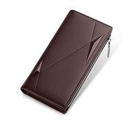 CWLPSL Cartera de Cuero Genuino para Hombre con Cremallera y Bolsillo para Monedas, Carteras de Mano para Negocios, Carteras largas para Hombre (Color: C tamaño: Talla única)