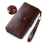 CWLPSL Cartera de Cuero para Hombre y Mujer, con Cremallera Alrededor, para teléfono, Bolso de Mano Grande de Viaje, para muñeca