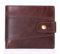 CWLPSL Cartera de Cuero Retro de Primera Capa con Cera de Aceite para Hombre, Bolso de Mano con múltiples Tarjetas, Regalo para Padre, Hijo y Esposo (Color: Negro, tamaño: 12 x 10 x 2,5 cm)
