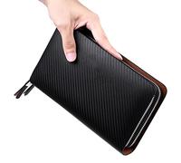 CWLPSL Cartera de Hombre, Cartera de Negocios de Gran Capacidad, Cartera de Mano, Cartera de Mano con Doble Cremallera, Cartera Larga para Hombre (A, 19 * 9,5 cm)