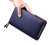 CWLPSL Cartera de Hombre, Cartera de Negocios de Gran Capacidad, Cartera de Mano, Cartera de Mano con Doble Cremallera, Cartera Larga para Hombre (A, 19 * 9,5 cm)