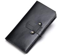CWLPSL Cartera de Mano de Cuero Larga para Hombre, Cartera, Monedero, Funda de Viaje, Tarjetero (Color: Negro, tamaño: 16,5 x 1,5 x 8,5 cm)