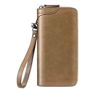 CWLPSL Cartera de Mano de Cuero para Hombre, Cartera Larga con Cremallera, Monedero, Tarjetero, Cartera Larga (Color: marrón, tamaño: 20 x 2,5 x 10 cm)