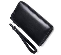 CWLPSL Cartera de Mano de Cuero para Hombre, Cartera Larga con Cremallera, Monedero, Tarjetero, Cartera Larga (Color: marrón, tamaño: 20 x 2,5 x 10 cm)