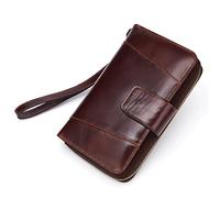 CWLPSL Cartera de Mano Larga de Cuero para Hombre, Tipo sobre, para Viaje, Pasaporte, Negocios, teléfono móvil, Tarjetero (Color: marrón, tamaño: 18 x 4 x 10,5 cm)