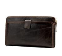 CWLPSL Cartera de Mano Larga para Hombre, Tarjetero, Monedero, Monedero con Cremallera, Gran Capacidad, Bolsillo para teléfono (Color: marrón, tamaño: 24 x 3 x 14 cm)