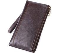 CWLPSL Cartera de Mano para Hombre, Tarjetero de Piel auténtica, Cartera Larga, pequeña, Organizador (Color: Negro, tamaño: 21,5 x 11,5 x 3 cm)