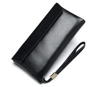 CWLPSL Cartera de Moda para Hombre, Billetera Larga de Cuero Genuino, Billetera con Cremallera, Billetera para chequera, Ranuras para Tarjetas de crédito (Color: café, tamaño: 20,5 x 10 cm)