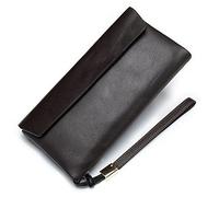 CWLPSL Cartera de Moda para Hombre, Billetera Larga de Cuero Genuino, Billetera con Cremallera, Billetera para chequera, Ranuras para Tarjetas de crédito (Color: café, tamaño: 20,5 x 10 cm)