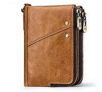 CWLPSL Cartera de Seguridad con Bloqueo RFID de Cuero Genuino (Color: Rojo, tamaño: 10 x 2 x 13 cm)