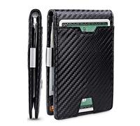 CWLPSL Cartera Delgada para Hombre con Clip para Billetes, Fibra de Carbono, Plegable, crédito Minimalista (A,11 * 8 cm)