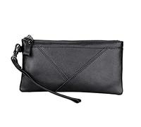 CWLPSL Cartera Negra para Hombre, Cartera Larga de Negocios, Tarjetero Delgado, Monedero (A, tamaño