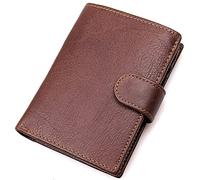 CWLPSL Cartera para Hombre: Billetera Elegante de Cuero Genuino con Bloqueo RFID, Tres Pliegues y Dos Ventanas para identificación (Color marrón)