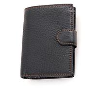 CWLPSL Cartera para Hombre: Billetera Elegante de Cuero Genuino con Bloqueo RFID, Tres Pliegues y Dos Ventanas para identificación (Color marrón)