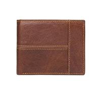 CWLPSL Cartera para Hombre: Billetera Elegante de Cuero Genuino con Bloqueo RFID y Ventana para identificación (Color: marrón, tamaño: 9,5 x 12 cm)