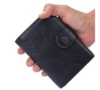 CWLPSL Cartera para Hombre de Piel auténtica con Tarjetero Retro y Cierre de múltiples Tarjetas (Color: Negro, tamaño: 10 x 2 x 13,5 cm)