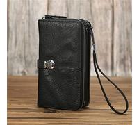 CWLPSL Cartera Retro Hecha a Mano para Hombre, Informal, de Negocios, de Gran Capacidad, con Cremallera, Bolsa para teléfono móvil de 6 Pulgadas (A,19 * 10 * 6 m)