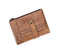 CWLPSL Cartera Retro para Hombre, Billetera Corta con Cremallera, Tarjetero, Cartera para carnet de Conducir, Monedero para Varias Tarjetas (A, 13 x 10 cm)