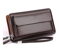 CWLPSL Carteras de Cadena para Hombre, Cartera de Mano para Hombre, Cartera de Mano de Cuero con Cremallera, Cartera Larga para Negocios, Grande (Color: marrón, tamaño: 12 * 4 * 21 cm)